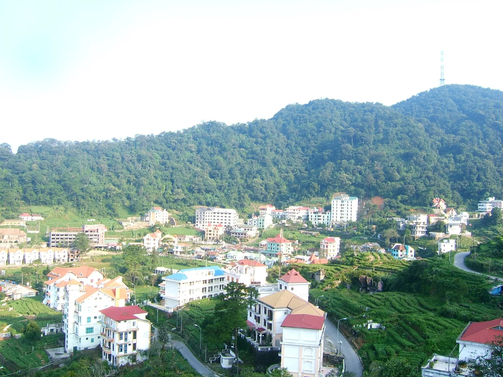 Những ngôi nhà và biệt thự đầy màu sắc nằm giữa những ngọn núi xanh ở thị trấn Tam Đảo.